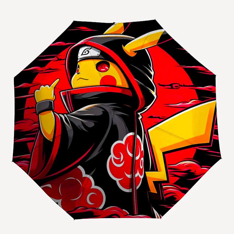 

1pc Naruto Pikachu Automatic Folding Umbrella with 8 Bones, 3-Fold Compact Umbrella, Compact Design On-the-Go Essential, casual outdoor acce