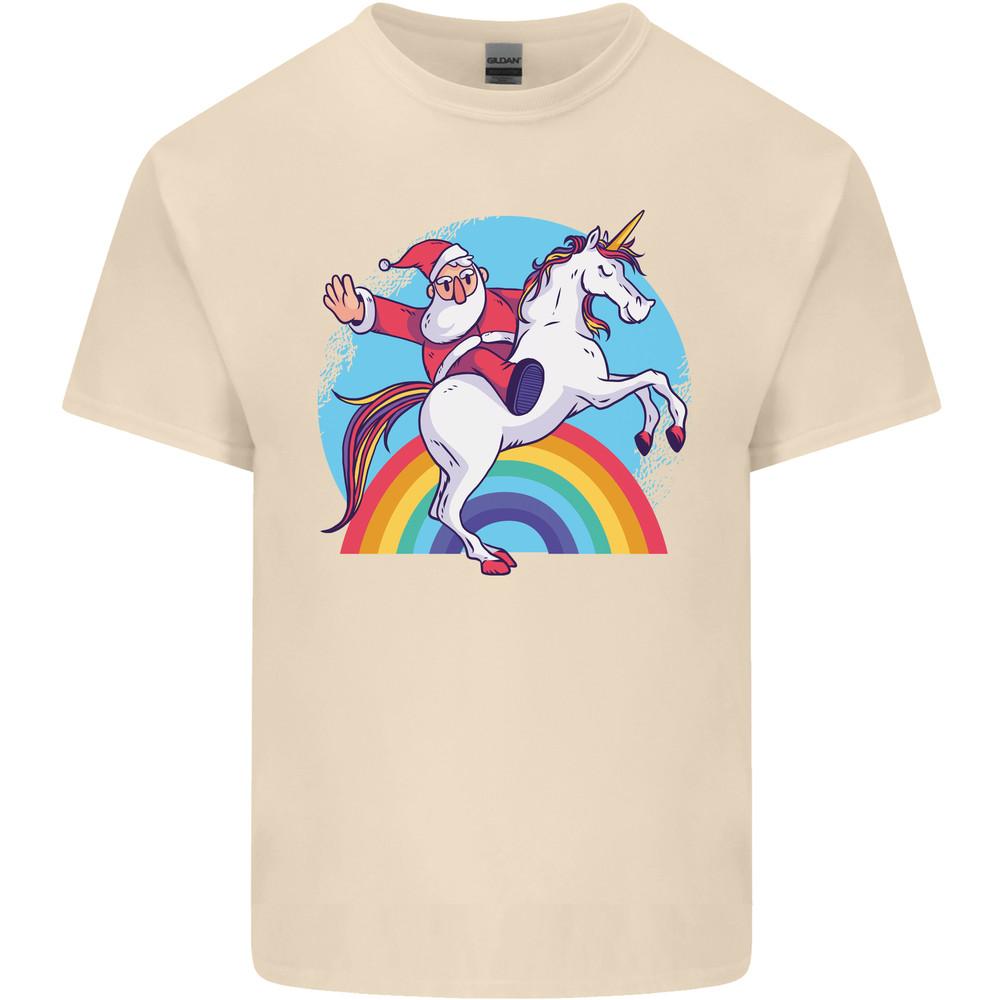 Santa Claus On a Unicorn Christmas Xmas Mens Light Cotton T-Shirt Unisex T-Shirt XXL