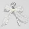 Charming White Pearl Beaded Lace Bow Keychain Bag Charm