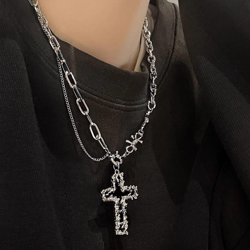 Punk hiphop cross necklace women's long hip hop sweater chain accessories men's trend fashion collarbone chain