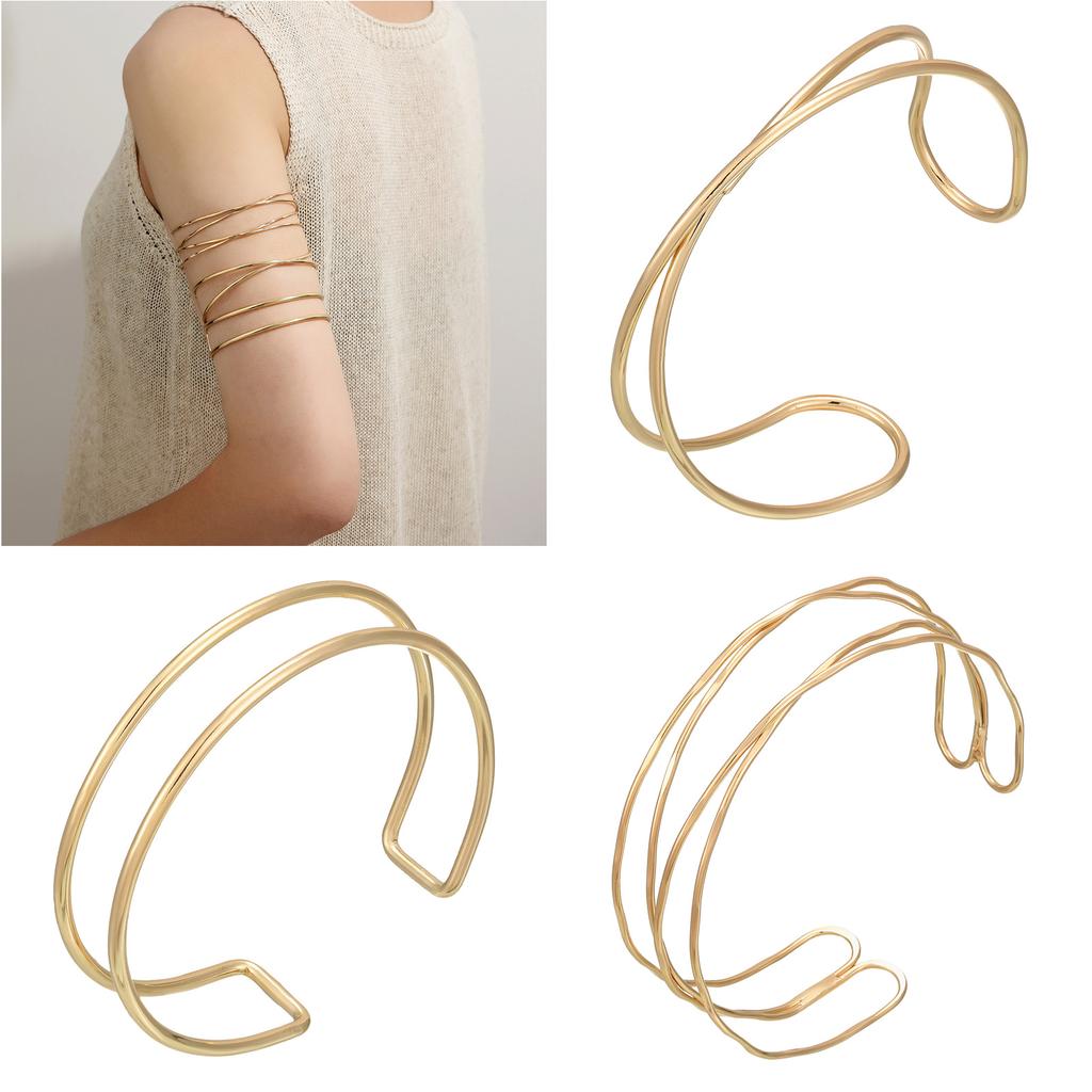 Elegant Arm Cuff Bracelet Gold Hollowed Multilayered Openwork For Women and Girl Fashion Jewelry Arm Accessories