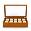 Woodten Massivholz-Uhrenbox mit Glas Premium-Uhren-Display-Organizer mit herausnehmbarem Kissen für Herren 10-Schlitz-Deckel, (Cremeweiß)