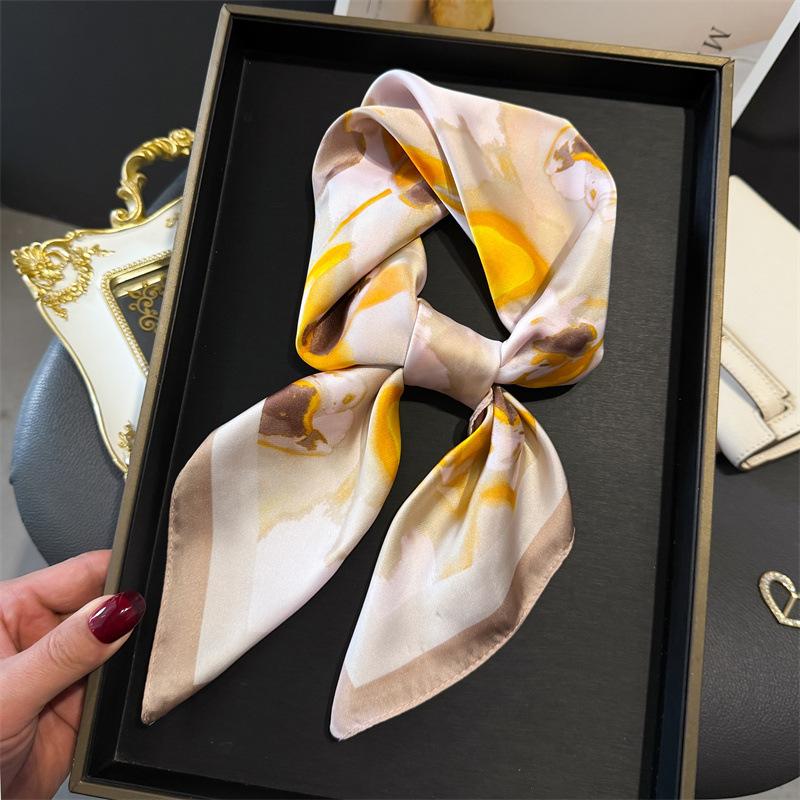 Print 70cm Silk Satin Headkerchief Women Luxury Design Neck Tie Scarf Female Hair Hand Wrist Foulard Shawl Hijab Bandana Scarves