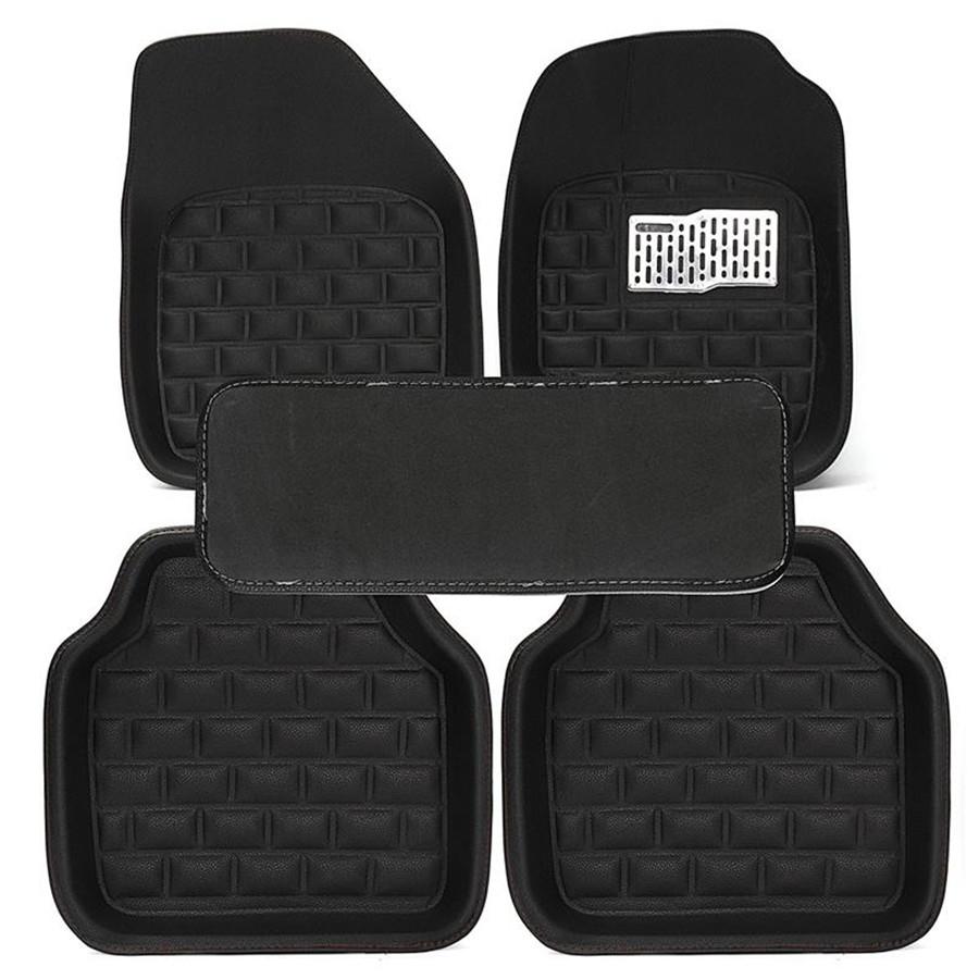 Pour Tapis de Voiture Motif Litchi-Noir