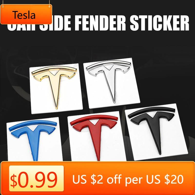 Car Sticker Tesla 5.6x6cm Metal Car Side Fender Emblem Window Sticker for Tesla Model 3 Y S X Roadster P75D P85D Whole Body Exte