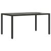 VidaXL Table de jardin dessus en verre Noir 150x90x75cm Résine tressée 365589