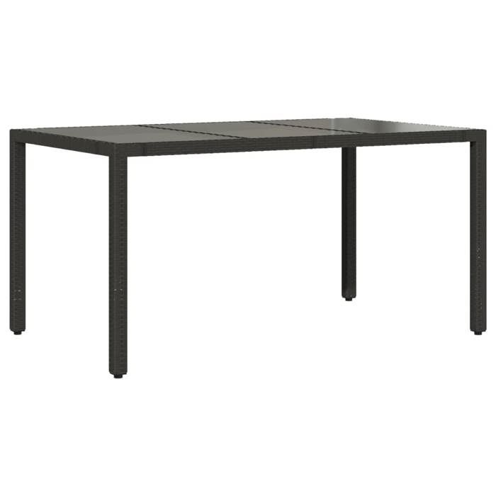 VidaXL Table de jardin dessus en verre Noir 150x90x75cm Résine tressée 365589