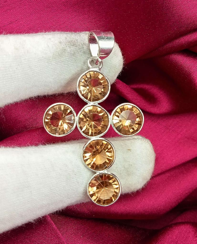 Faceted Topaz Gemstone 925 Sterling Silver Plated Bezel Pendant DEP-350