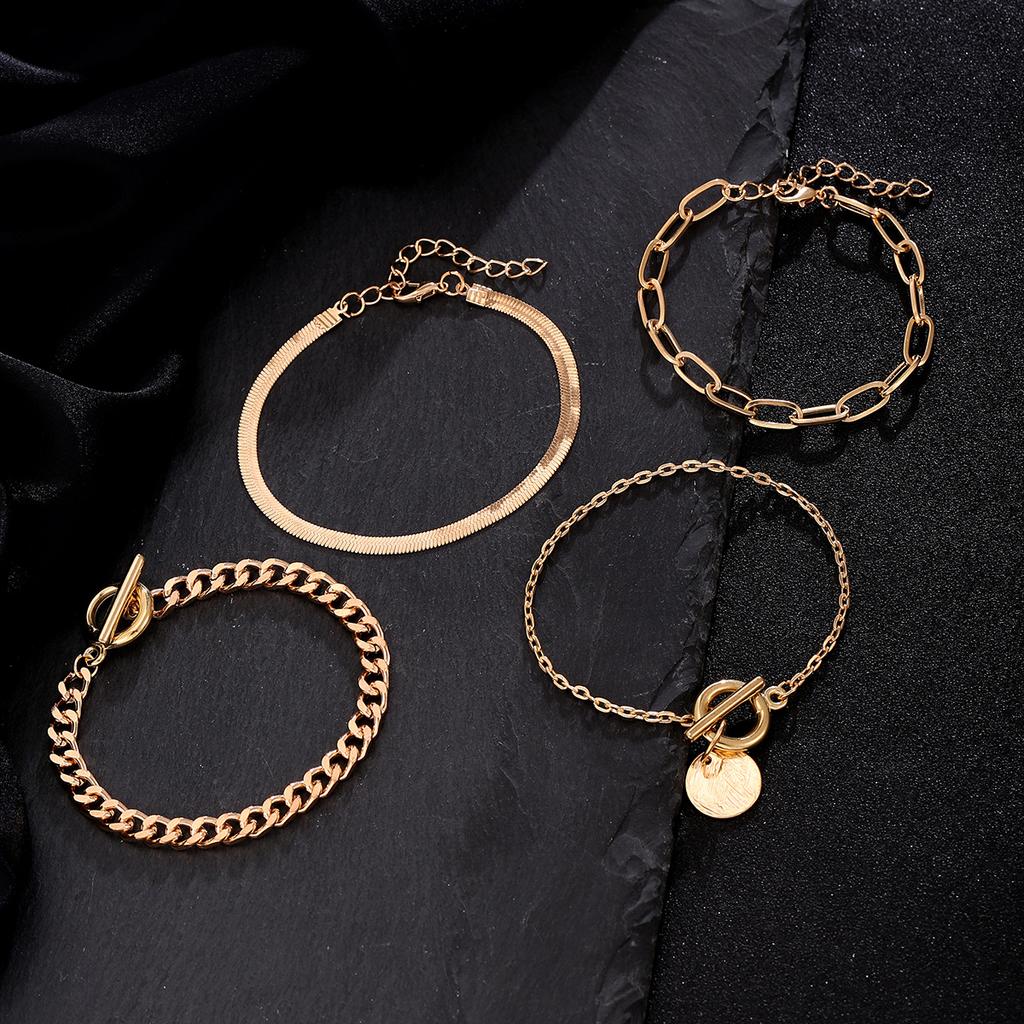 Hot-selling snake bone chain bracelet set, personalized and creative retro metal OT buckle chain bracelet