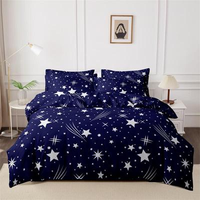 3Pcs Starry Sky Brushed Bedding Set Queen Size Duvet Cover Pillowcase Set Skin Friendly Breathable Simple Duvet Cover Pillowcase