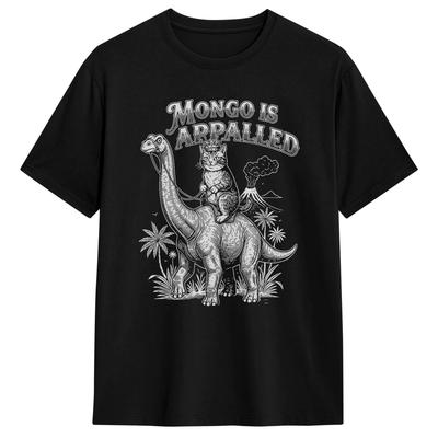 Mongo Is Appalled Funny Cat Riding Dinosaur Retro Humor T Shirt Summer  Popular T Shirts Unisex Cotton Comfortable XL Clothes