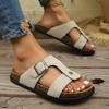 Fashion Ladies Shoes 2025 Hot Sale Open Toe Women's Slippers Summer Buckle Solid Outdoor Casual Beach Flat Slippers Zapatos De Mujer