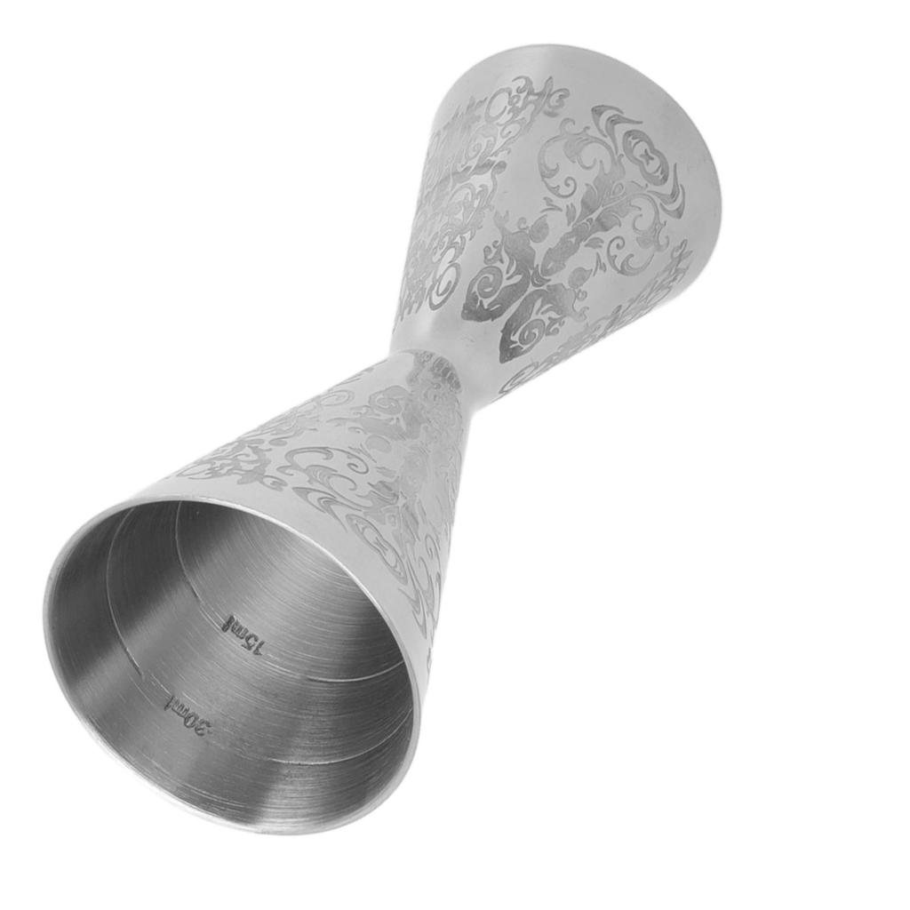 Double Head Cocktail Jigger Integrated Bartending Measuring Cup Engraved Stainless Steel Measuring Jigger for Home Bar
