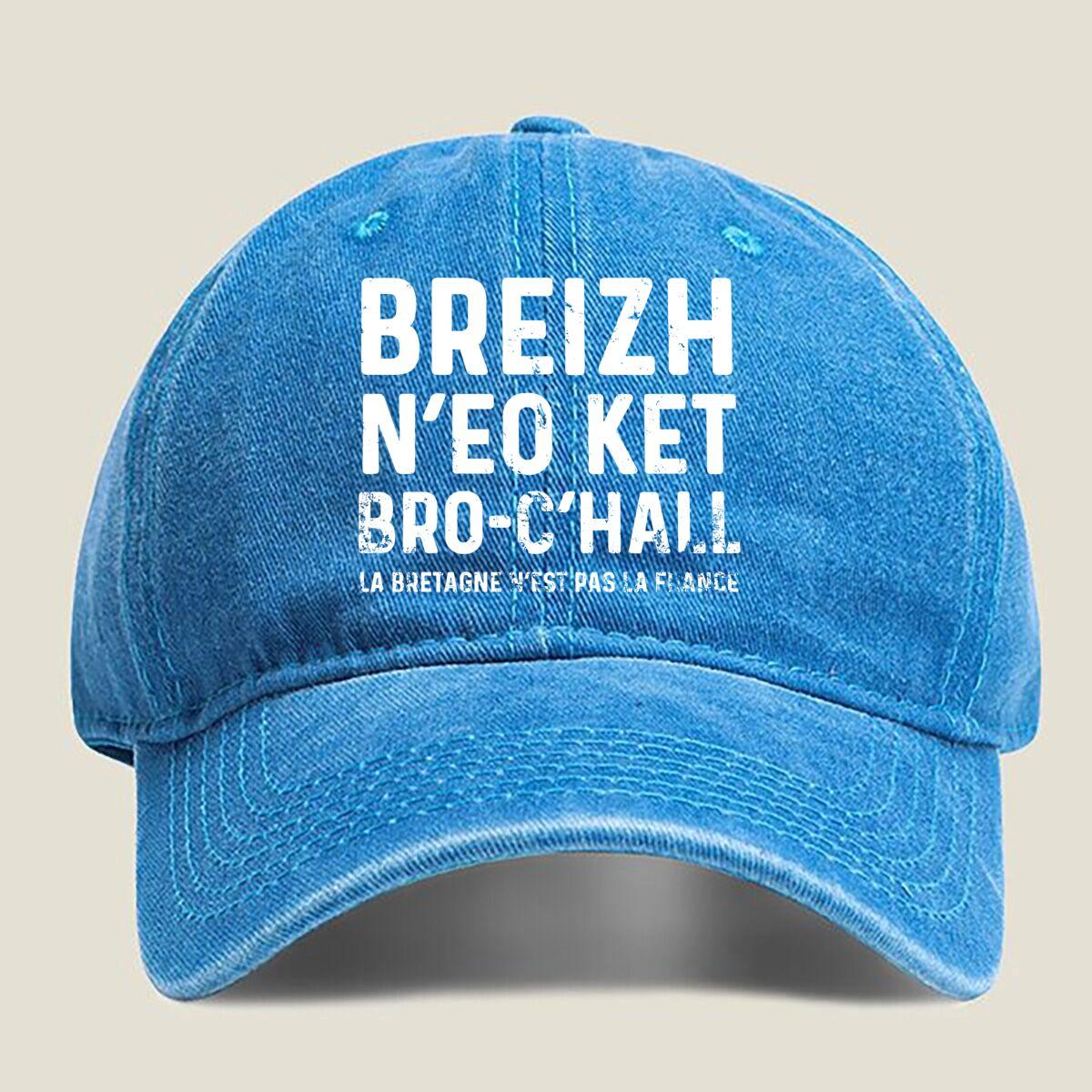 

Breizh Neo Ket Bro - Chail Text Fashion Washed Baseball Cap Outdoor For Womens Unisex Female Beach Dad Hat Hip Hop One Size озеро синього кольору
