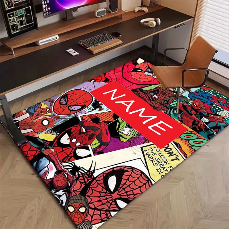 Custom Spider Man Mat Personalized Name, Polyester Washable Indoor Entryway Rug, Gift for Christmas, Easter, Thanksgiving Day