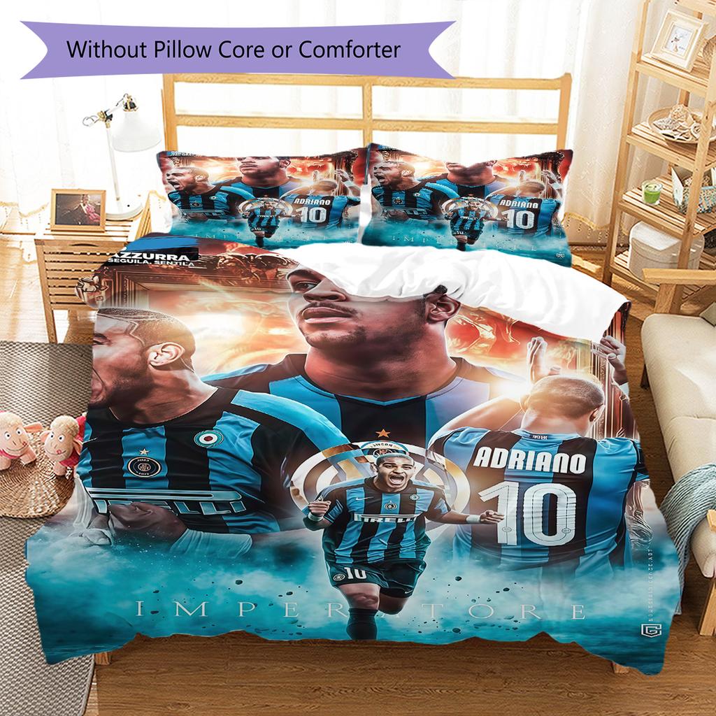 Inter Milan Pattern Bedding Quilt Set Quilt Cover Pillowcase Home Decoration Birthday Gift (1 * duvet cover + 2 * pillowcase, without core)
