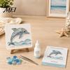 Nautical Beach Theme Craft DIY Sea Glass Art Mosaic Kit, Ocean Animal Themed Set for Adults Environmental Friendly Materials Beginner, Handmade