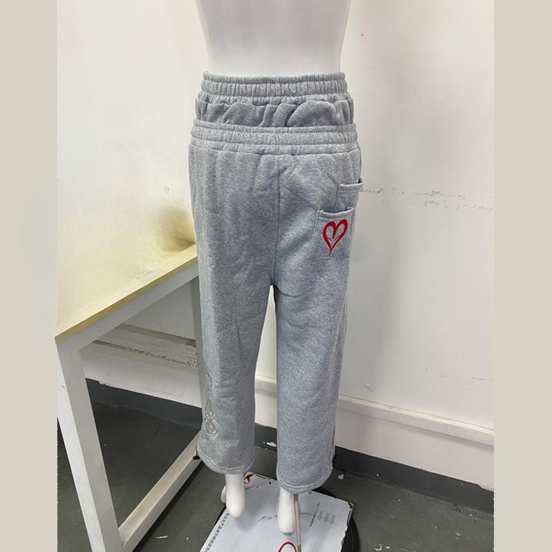 Y2K Pantaloni cu Talie Dublă cu Model Brodat Poker pentru Bărbați și Femei, Gotici, Hip Hop Street, Sport, cu Picior Lung