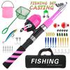 Children's Pink Telescopic Lure Rod with Closed Reel - Portable Fishing Set