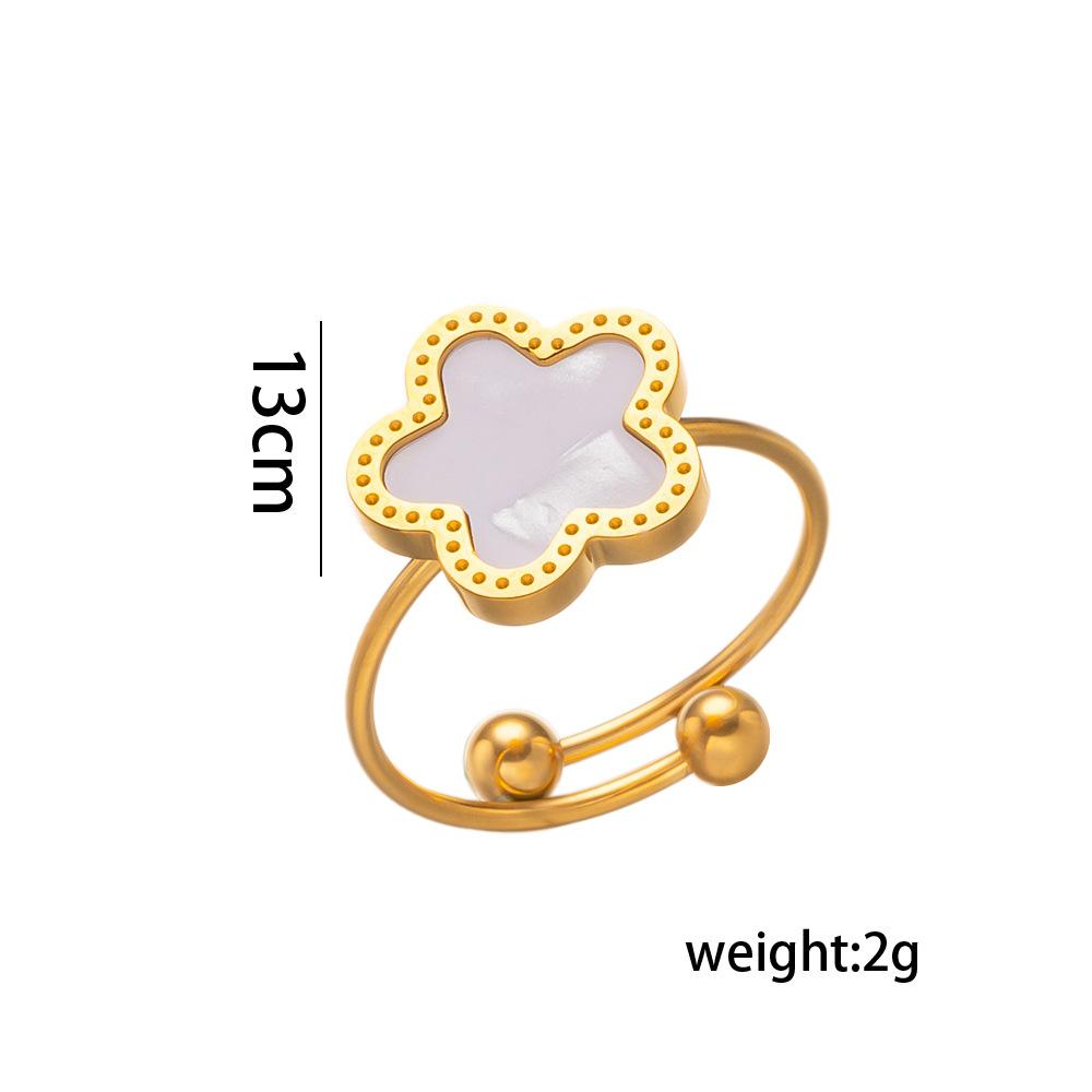 Collier en Acier Inoxydable Plaqué Or 14K Femme Cinq Pétales de Feuille Colliers Double Face pour Femmes Pendentif Fleur Trèfle Bijoux