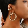 Vintage Gold Color C-Shaped Ear Clip for Women Exaggerated Metal Non-Piercing Ear Cuff Circular Earrings Party Jewelry Set Gifts