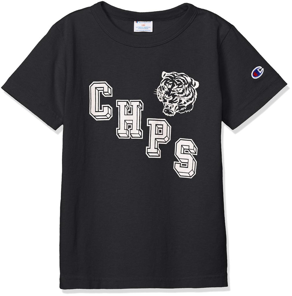 Champion Campus Size 100 To Japanese Size T-Shirt CS6475, Boys, Black, (equivalent 100)