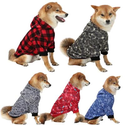 New Christmas Dog Clothes Thickened Plaid Hooded Medium and Large Dogs Pet Two Feet Sweatshirt