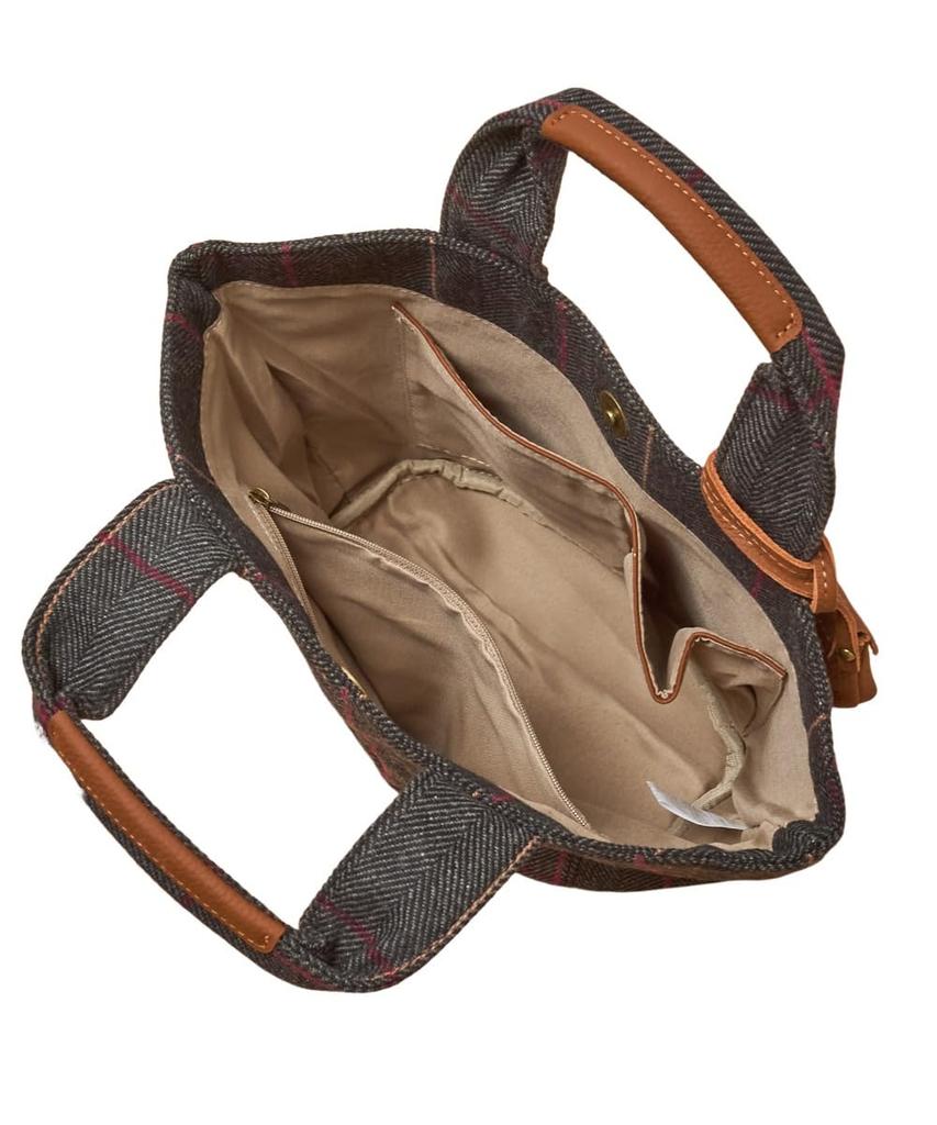 Toleur Tola Wool Check Tote Bag, Dark Gray, Women's, Natural Color, 13007-DGY