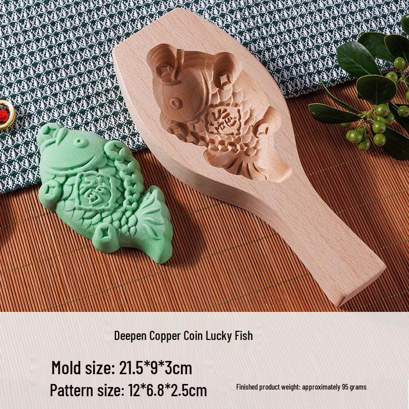 Wooden Mooncake & Pastry Mold - Solid Wood Baking Tool for Biscuits, Qingtuan, Mung Bean Cake, and Pasta.