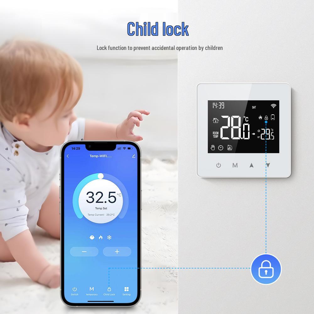 Graffiti Smart Thermostat with ZigBee/WiFi, LCD, Programmable for Water/Gas Boiler, Mobile Remote Access