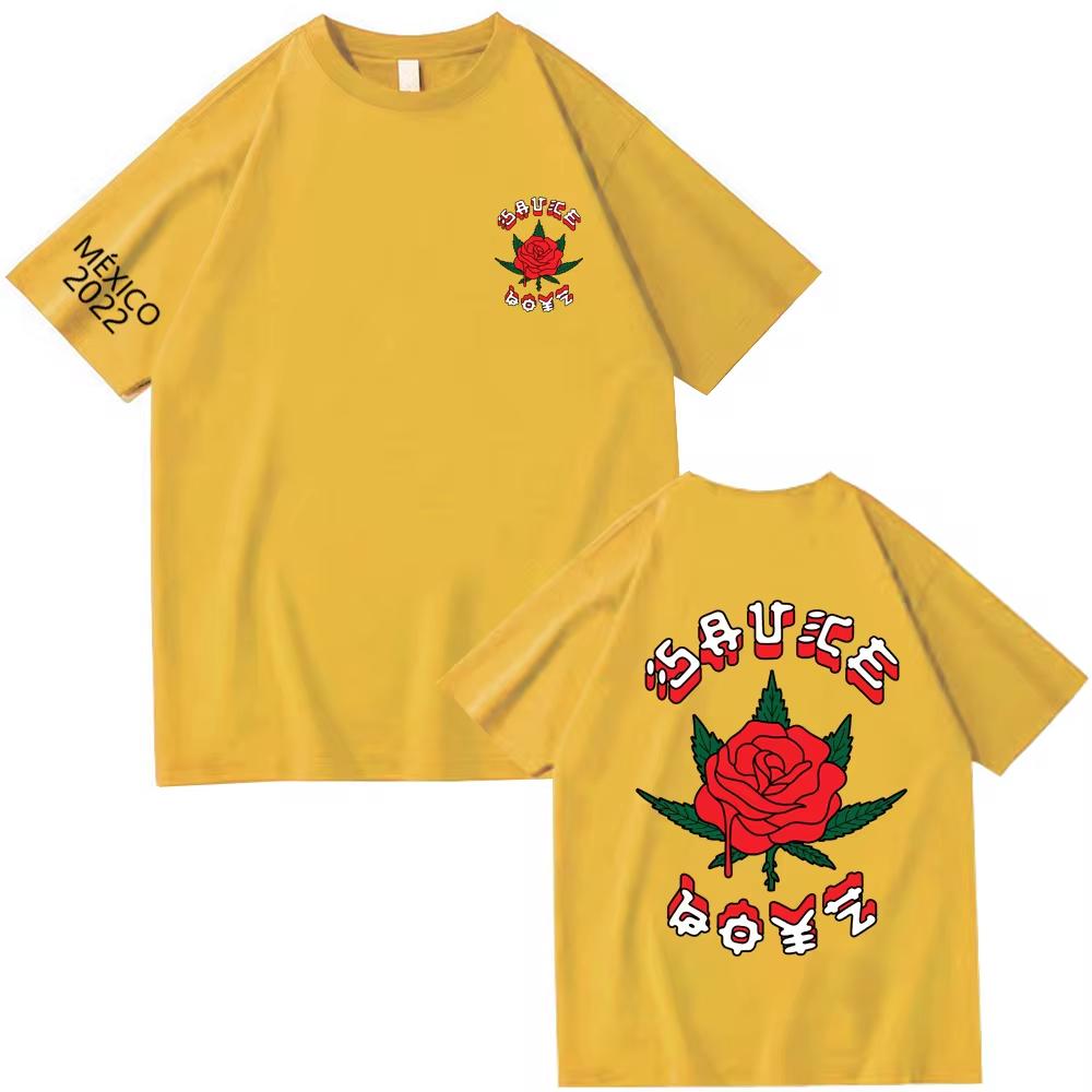 Streetwear Eladio Carrion T-Shirt Rose Flower Tees Men Women Sauce Boyz Music Album Oversized Casual top Hip Hop unisex Harajuku