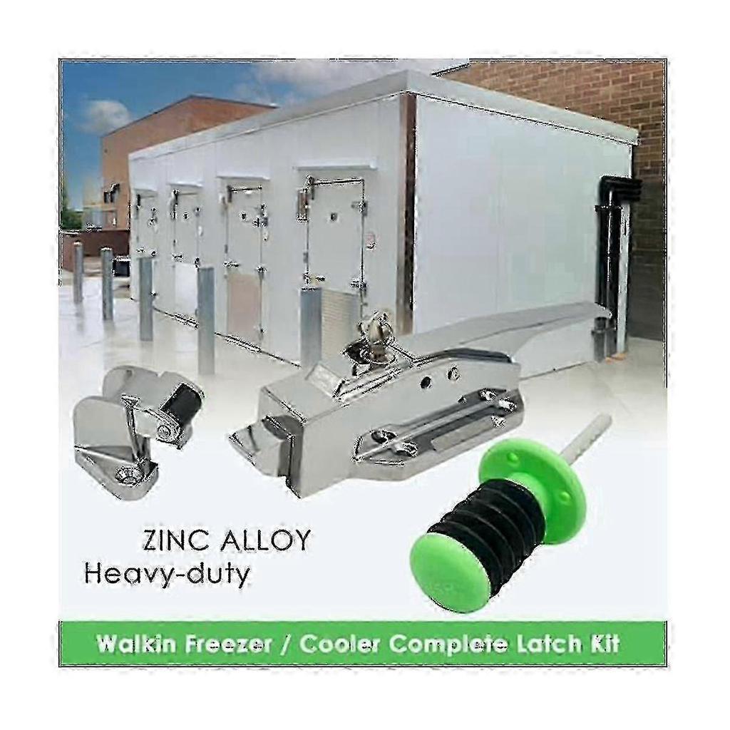 Cooler Door Latch Kit. Safety Freezer Door Latch Handle Set. With Adjustable Offset Strike And