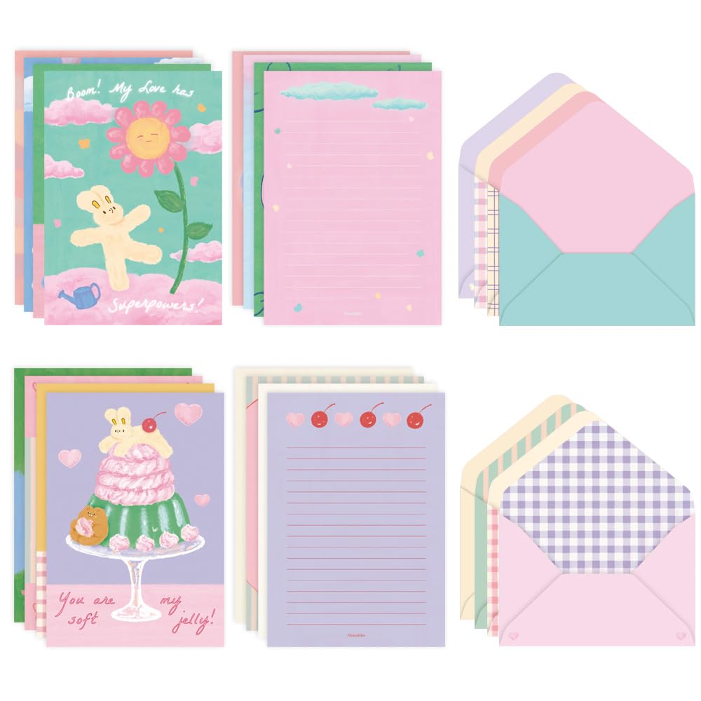 Monolike Unmatched Friends Lovely Day Letter Paper Set 32 sheets of letter paper 16 envelopes (8 types) - +