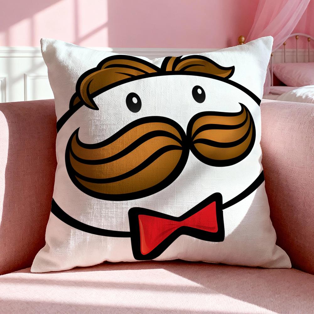 Snack P-Pringles Cushion Cover Breathable Linen Pillowcase Summer Odorless Eco-Friendly Invisible Zipper Washable