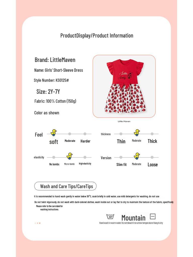 Little Maven Sommer Europäischer & Amerikanischer Stil Niedliches Babykleid