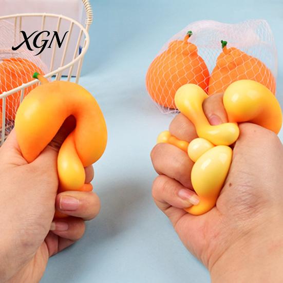Desk Stress Relief Toy 1/2/3/Pcs Orange Squeeze with Mesh Bag Relieving Dekopon Fruit-shaped Tangerine Stretchy Anti-anxiety Simulation Fruit Sensory
