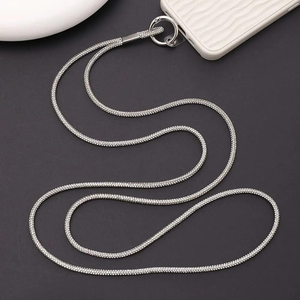 Short Wrist Style Rhinestone Women's Full Diamond Pendant Clip Style Pendant Mobile Phone Strap Long Neck Strap Anti Loss Sling