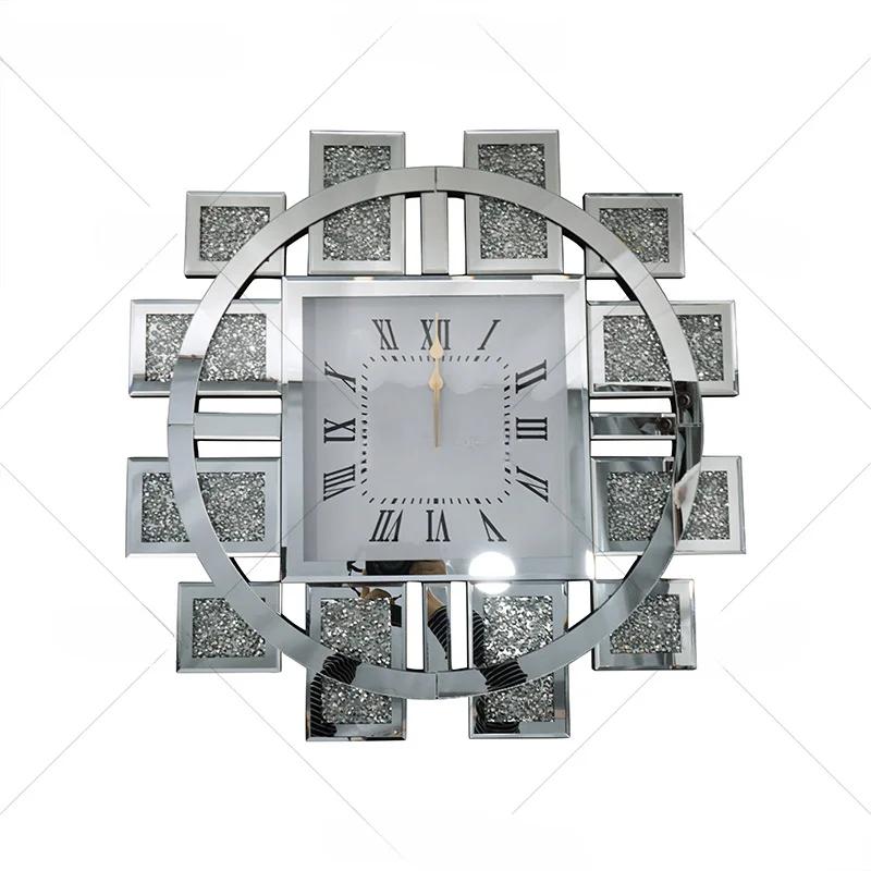 Simple European mirror light luxury wall clock decoration