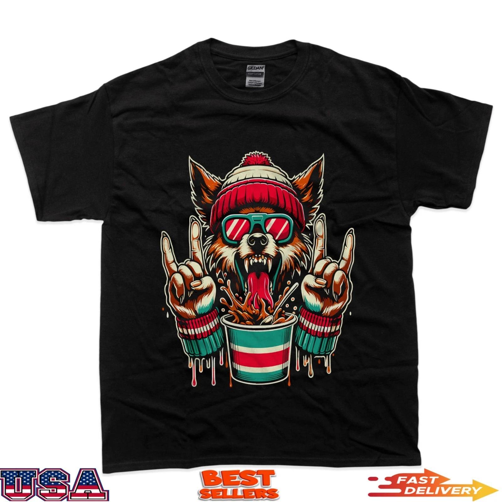Skater Style Winter Hat Dog Graphic Tee T-Shirt 3XL