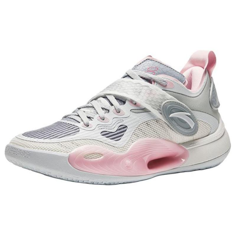 Anta Splash 6 Cushioning Slip Resistant Low top Basketball Shoes Men's White Gray Sneakers 112421108-3