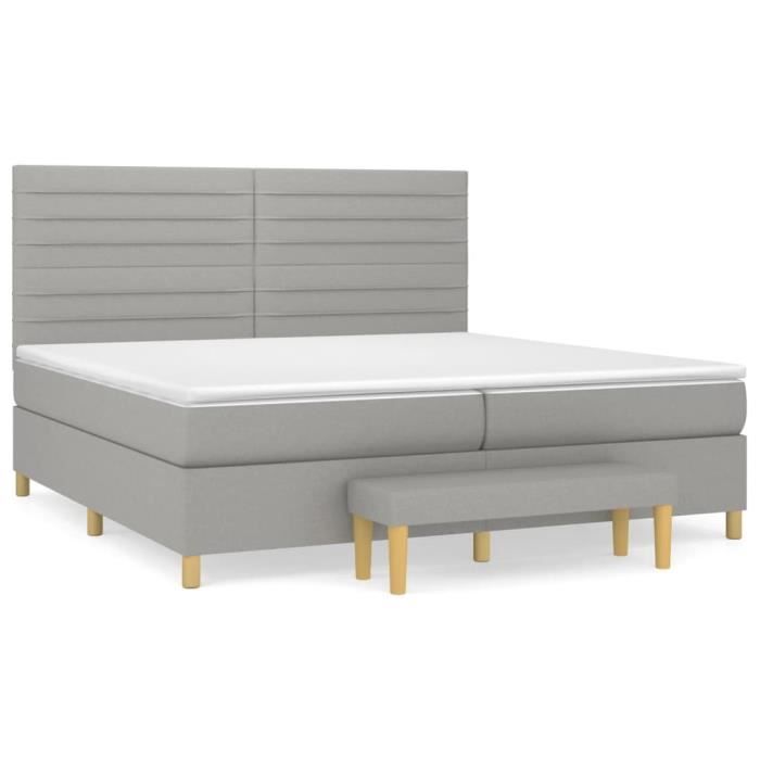 3137261 vidaXL Lit à sommier tapissier avec matelas Gris clair 200x200cm Tissu