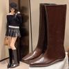 Small Knee Boots Maillard Wide Tube Big Tube Circumference Western Boots Flat Mouth Ugly Boots Early Autumn High Tube Boots Women