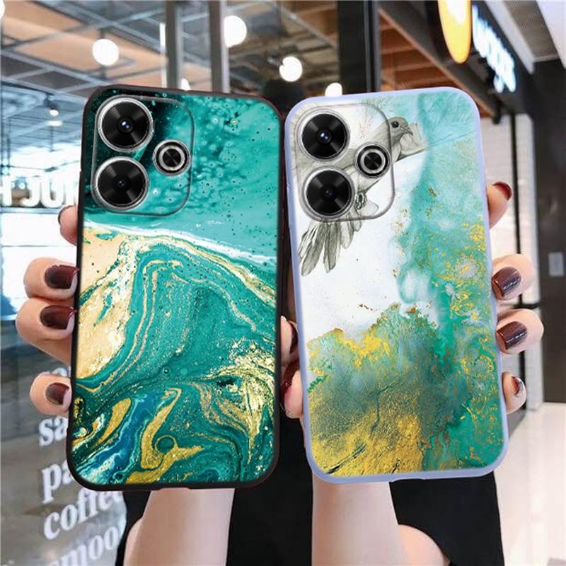 Husa din silicon moale din marmura cu flori pentru Xiaomi Redmi Note 13 Pro 13C Samsung A35 A55 M35 M34 iPhone Huawei Honor 200 Husa de protectie rezistenta la socuri