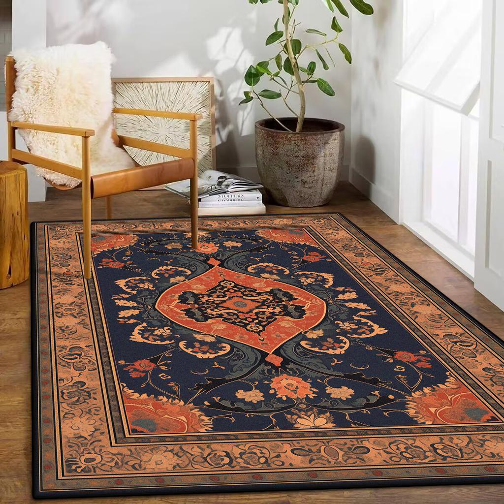 Retro Bohemian Persian Red Carpet for Living Room Comfortable Soft Non-slip Bedroom Rugs Classical Entrance Door Mat Washable