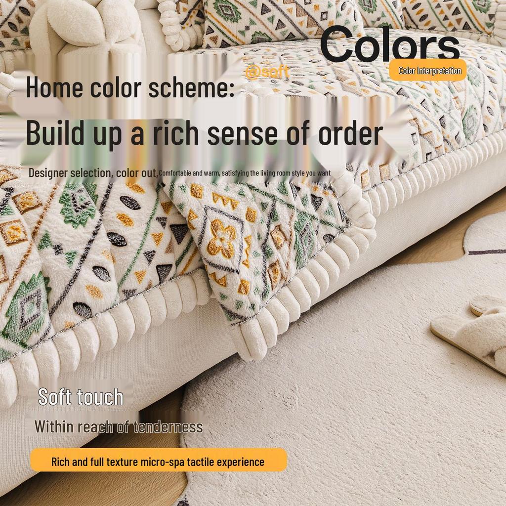 Bohemian High-Weight Snowflake Velvet Sofa Cushion Cover, Autumn/Winter 2025, Non-Slip Design