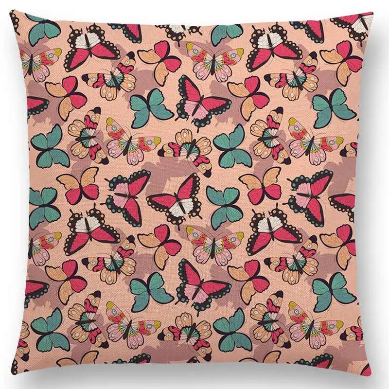 

Botanical Floral And Butterfly Cushion Cover Beautiful Flowers Garden Mini Prints Home Decor Sofa Throw Pillow Case 30x30cm золотистий