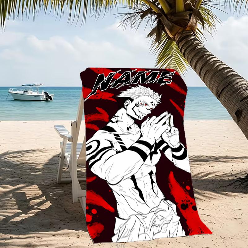 Customizable personalized beach towels Jujutsu Kaisen Sukuna and Tiger Staff themed designs.Suitable for the beach, yoga, sports;ideal as beach access