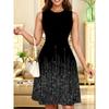 Womens Casual Sleeveless Round Neck Midi Dress With 3D Print Breathable Comfort Fit Elegant Office Style
