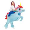 Buntes aufblasbares Einhornkostüm für Eltern-Kind-Cosplay und Halloween-Partys