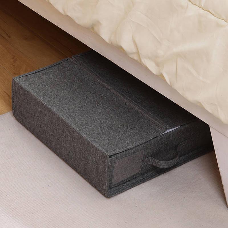 Sheet Set Storage Box Organizer Fabric Folding Window Zipper Blanket Organizer Wardrobe Bed Clothes Storage Box Organizer